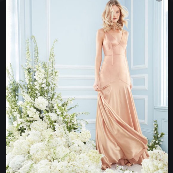 JILL STUART Satin V-Neck Sleeveless Corset Gown - Picture 1 of 14
